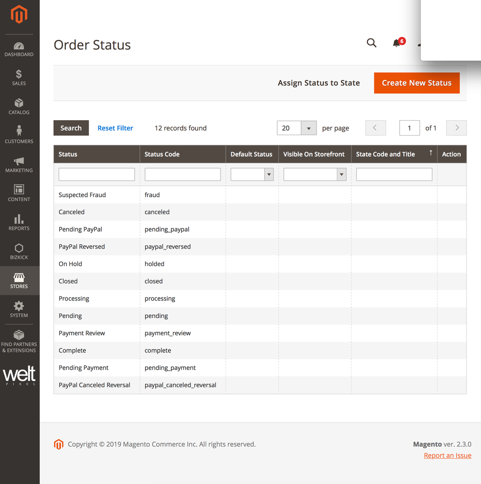 Order Status columns empty and cannot be modified