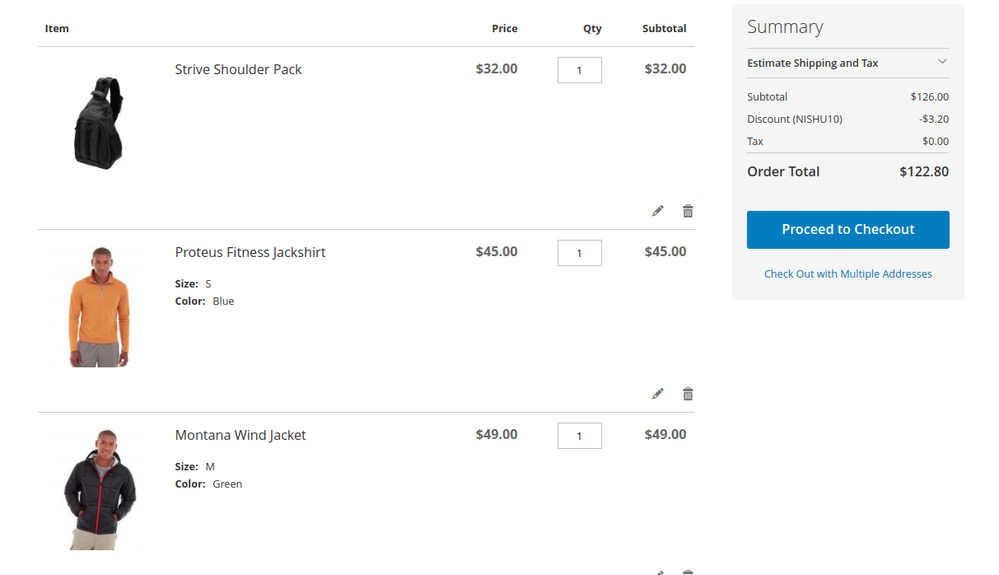 cart page