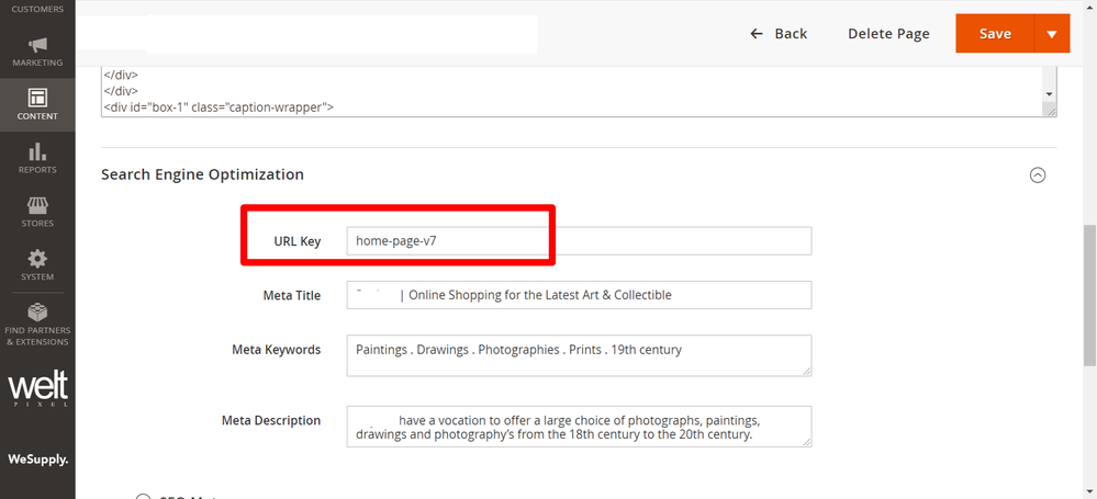 Poykee-Fine-Art-the-art-of-collecting-Pages-Elements-Content-Magento-Admin.png
