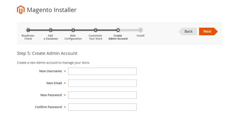 magento2 installer vast op stap5