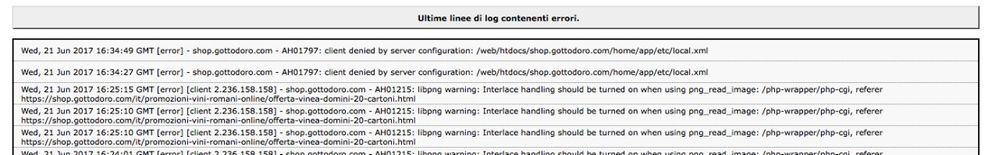 Ultime linee di log contenenti errori.jpeg