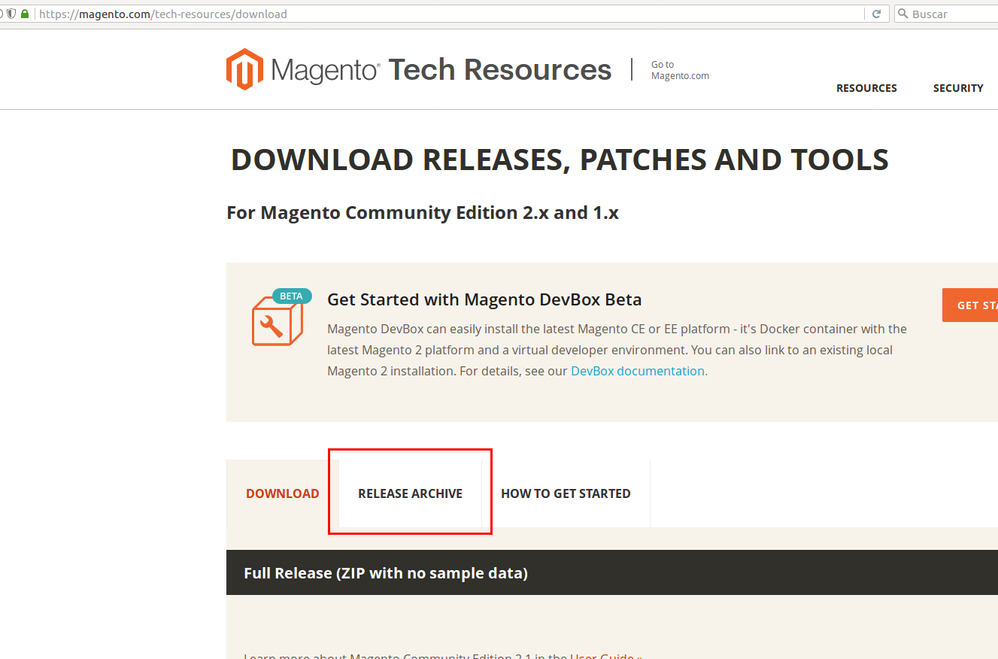 Magento patches download page