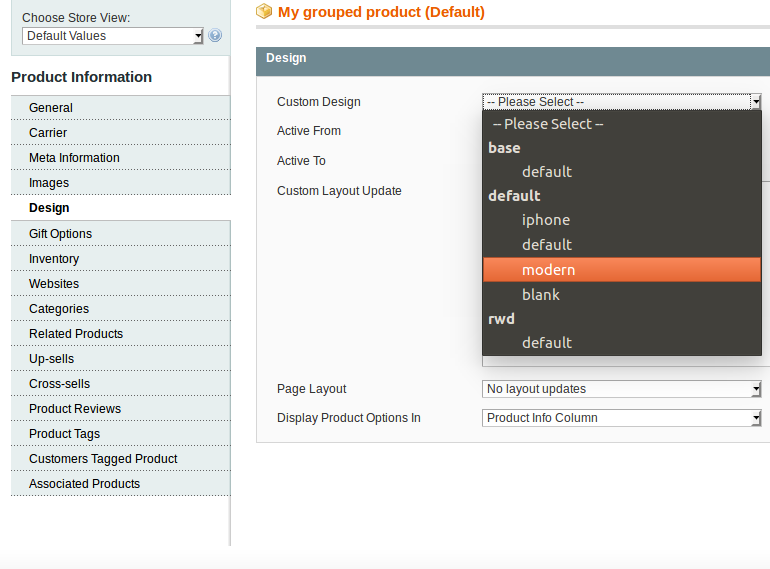 Change product design