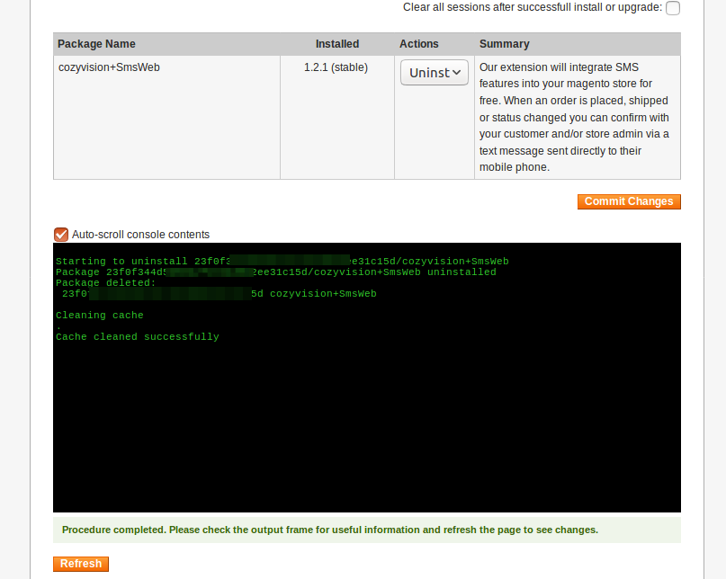 Uninstall modules with MCM