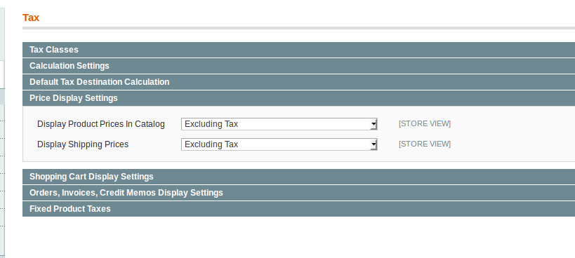 Tax configuration