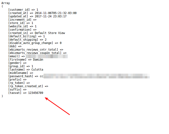 SOAP API response with taxvat