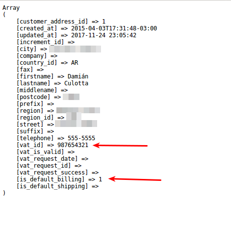 SOAP API response with taxvat