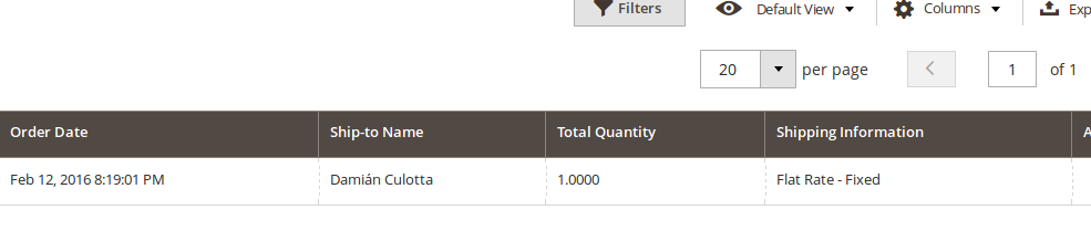 See the Shipping information on grid