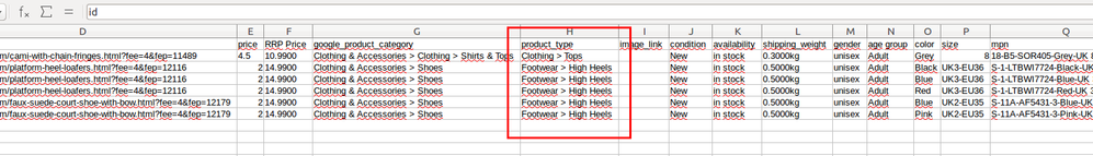 Sample file for product import