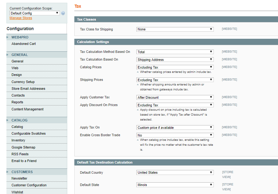 Tax Config