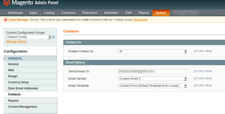 Contacts configuration