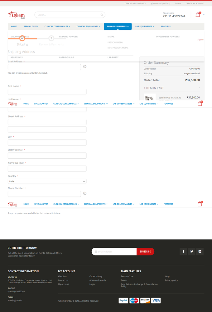 checkout page