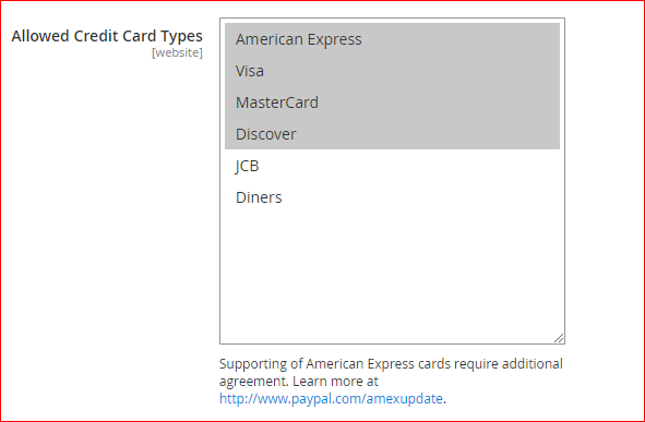Default order of credit cards
